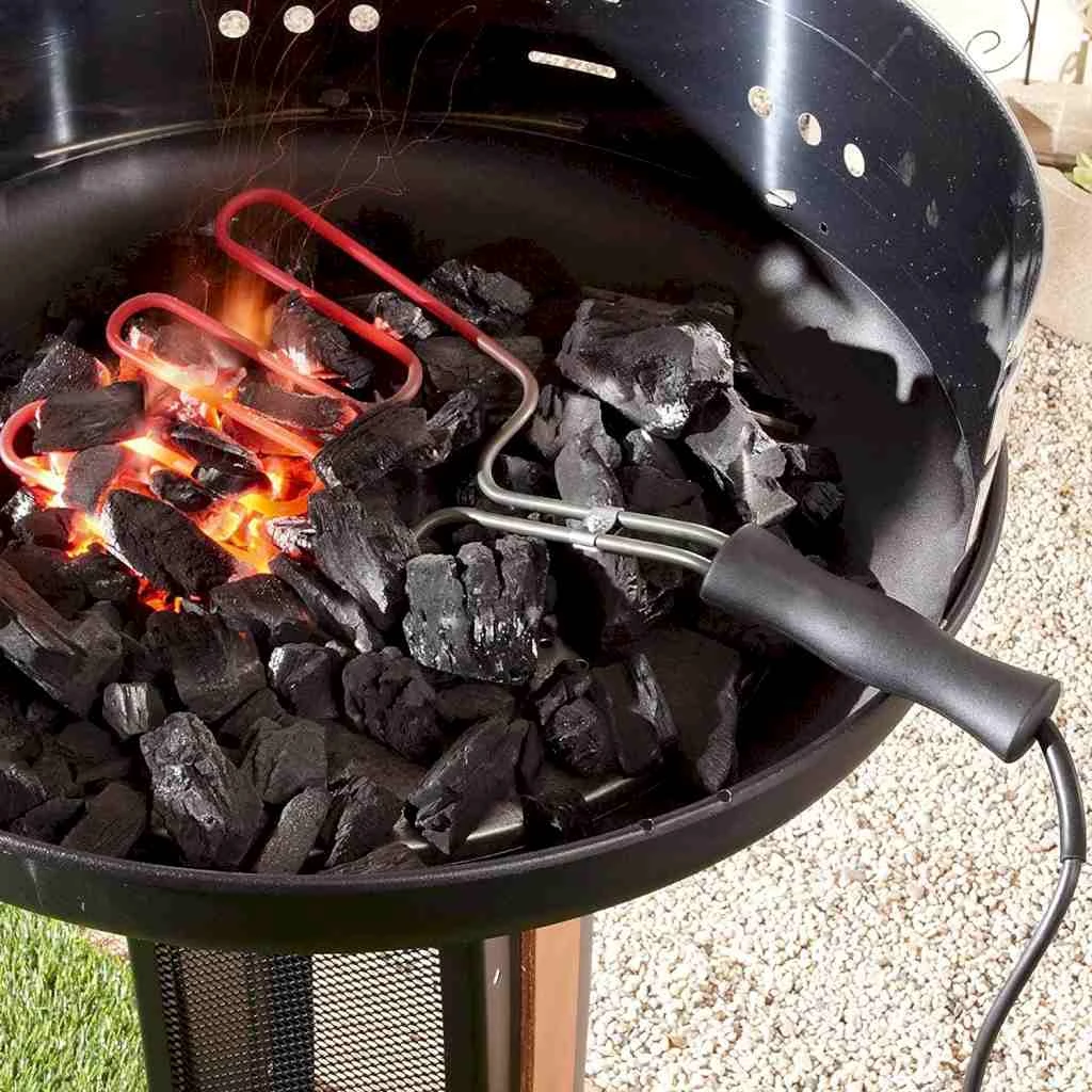 BEAU JARDIN Encendedor de carbón para Barbacoa para encender la Parrilla  Arrancador Chimenea Chimenea de 28 x 18 cm Plata Chimenea de Encendido