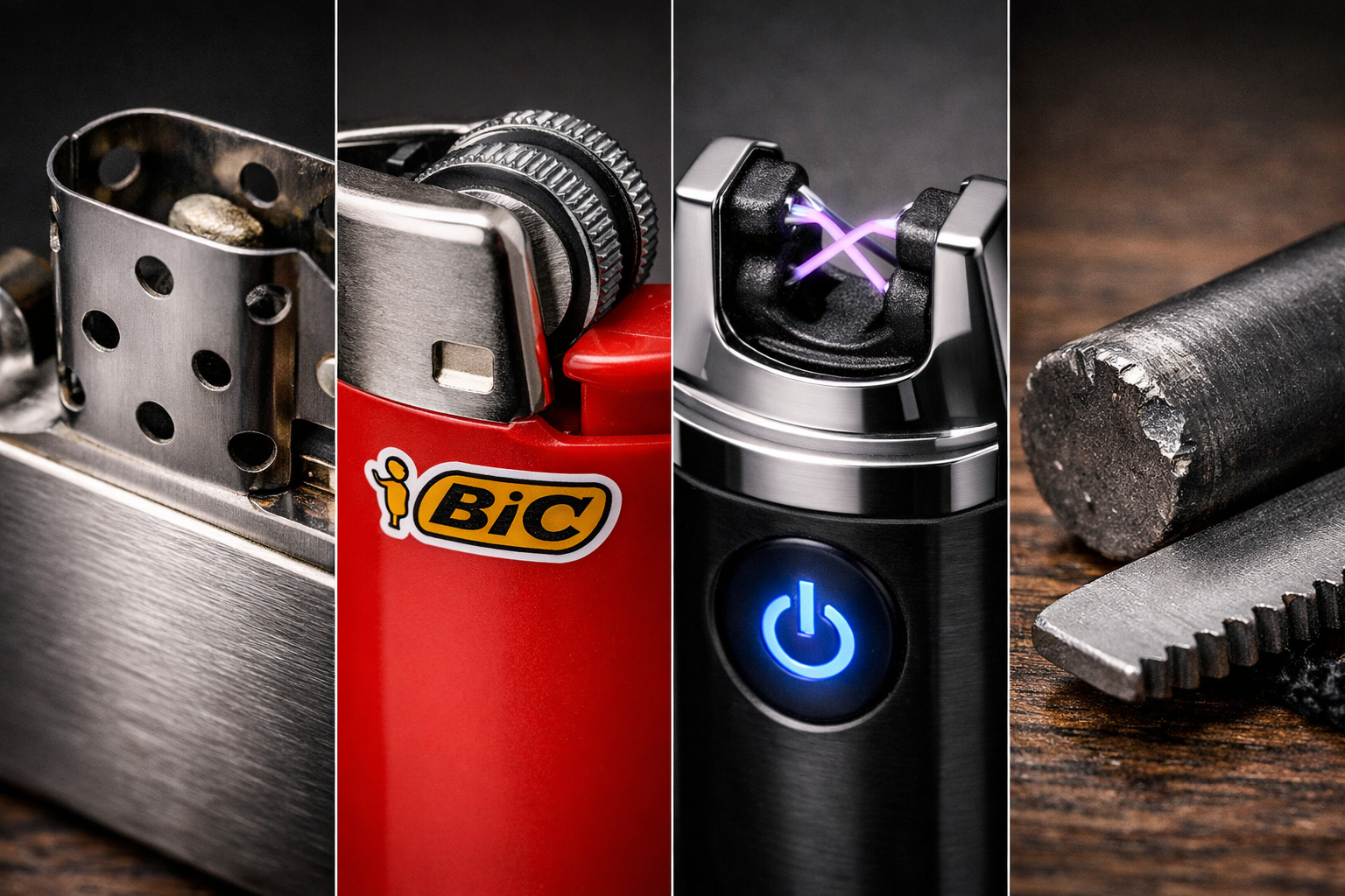 comparativa Zippo vs BIC vs Clipper — tres encendedores clásicos